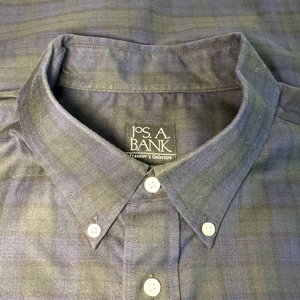 Jos. A. Bank |  Men's Dress Shirt | Dark Blue & Green | XL